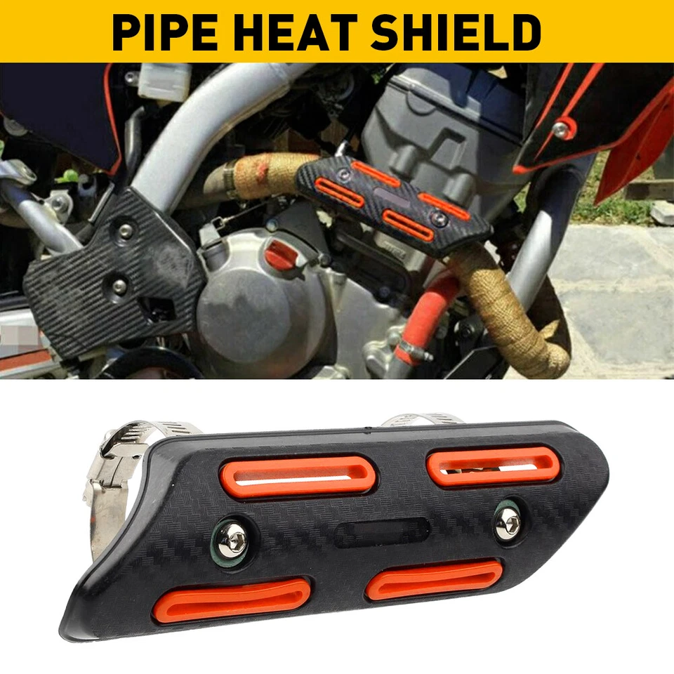 Exhaust Heat Pipe Cover Shield Heel Guard Orange Fit Suzuki Honda Yamaha KTM - Imagem 1 de 4