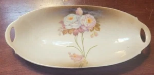 Antique Bavaria Porcelain Serving Dish Rose Pattern 10 x 4'' - Picture 1 of 6