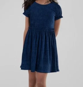 $214 Zoe Ltd Kids Girl Blue Velvet Smocked Dress Size 12 - Picture 1 of 4
