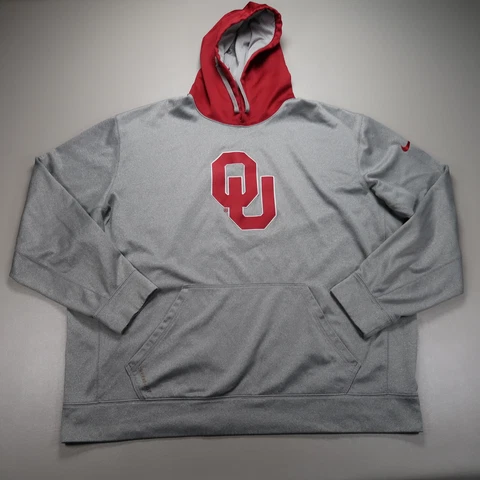 Oklahoma Sooners Hoodie Mens 3XL Gray Nike Therma Fit OU Boomer Hooded Pullover Cover