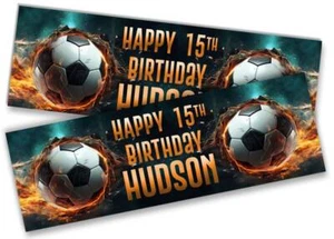 x2 personalisiertes Geburtstagsbanner Fußball Design Kinder Party Dekoration 455 - Bild 1 von 5
