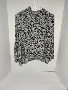 Sundry Leopard Animal Print Knit Hoodie Sweatshirt Size 0 XS Made In USA Viscose - Picture 1 of 6