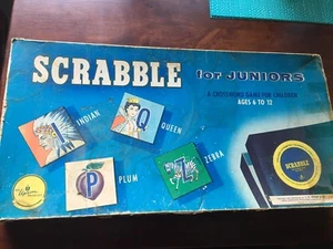 Vintage Scrabble For Juniors Copyright 1958 Old Deceased Estate Game - Picture 1 of 5