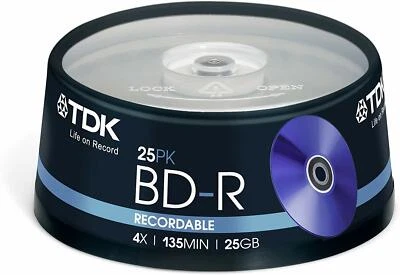 TDK T78301 25GB 1-4x Recordable BD-R - Cakebox 25 Pack - Image 1 of 3