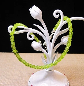 Splendida cavigliera bracciale peridoto taglio a mano in argento sterling F103 - Foto 1 di 2