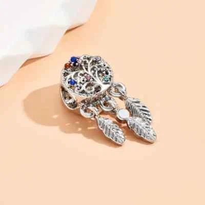 Charm ciondolo argento donna con perline incastonate per collane e braccialetti - Immagine 1 di 3