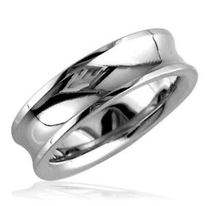 Concave Wedding Ring,6mm in 18k White Gold, size 5