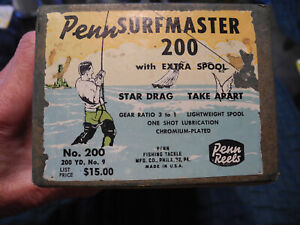 Vintage PENN Surfmaster Saltwater Reel, Unused in Box, with Extra Spool, Catalog