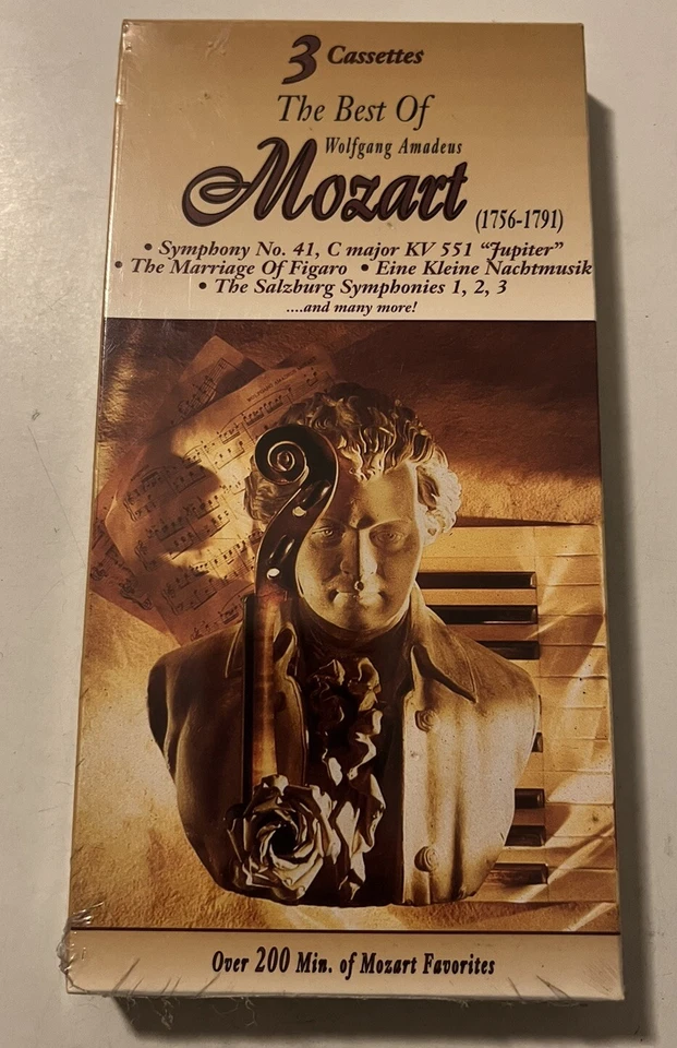 The Best of Wolfgang Amadeus Mozart (1756-1791) 3 Audio Cassettes Still Sealed! - Image 1 of 2