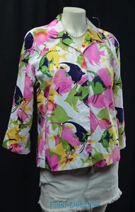 Giacca blazer Susan Bristol pesce perline cotone elasticizzato cappotto leggero taglia L NUOVO VINTAGE - Foto 1 di 7
