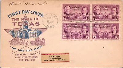 SC# 776 FDC - Lone Star State Cachet - Blue and Purple - L36659 - Image 1 of 2