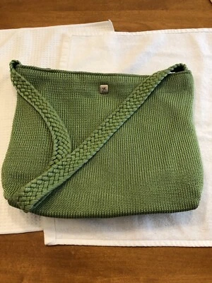 Bolso de mano Lina tejido ganchillo correa trenzada verde  Foto 1 de 4