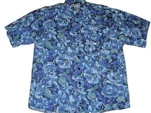 BON HOMME Men's M Floral Watercolor Hawaiian Style Short Sleeve Shirt Vintage - Imagen 1 de 2