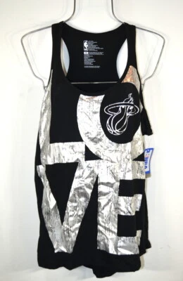 Camiseta sin mangas para mujer XXL negra Miami Heat Love gráfica camisa de algodón nueva con etiquetas Foto 1 de 4