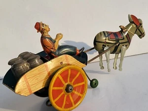 Tin Toy early '900 Marx USA mech. HEE HAA CARRIAGE DIARY MILK mint working good! - Foto 1 di 12