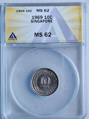 Singapore 10 Cents 1969 ANACS MS 62 - Image 1 of 2