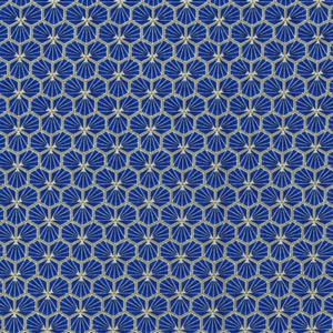 Textiles français MAROC tile design fabric 100% Cotton 160 cm wide Indigo & Gold - Picture 1 of 1