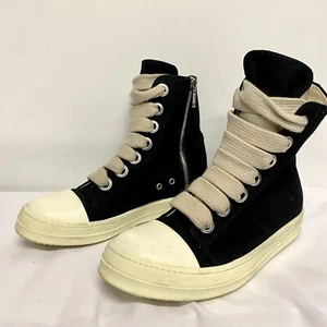 Rick Owens Dark Shadow DRKSHDW Black Jumbo Lace High Size UK 9 EU 44 - Picture 1 of 13