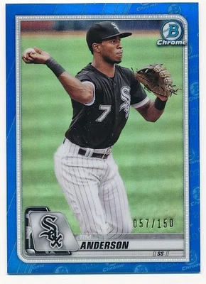 TIM ANDERSON 2020 BOWMAN CHROME BLUE REFRACTOR #85 SP WHITE SOX #057/150 - Image 1 of 2