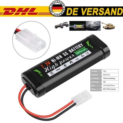 5000mAh Wiederaufladbar Akku 7,2V Ni-MH Pack RC-Akku Tamiya-2P Stecker - Bild 1 von 4
