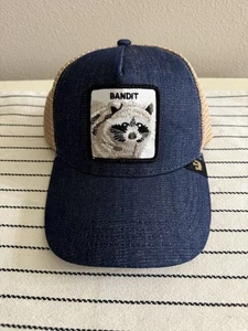 Goorin Bros Trucker Hat Bandit Raccoon Patch Snapback Blue Denim Patch Racoon - Picture 1 of 3