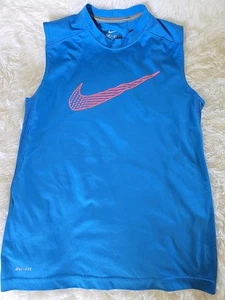 NIKE Dri Fit Damen ärmelloses sportliches tailliertes Shirt blau Gr. Large - Bild 1 von 10
