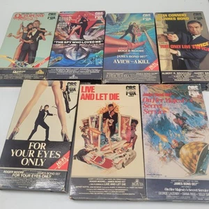7x Red Bar CBS Fox James Bond 007 VHS VCR Tapes Lot Octopussy Live Let Die - Picture 1 of 11