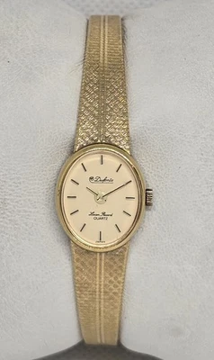 Reloj Mujer Vintage Lucien Picard Dufonte Pequeño Ovalado Tono Dorado Malla Banda 12 Foto 1 de 4