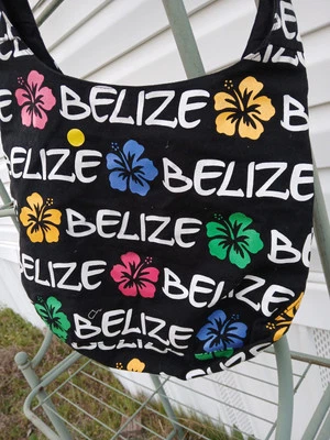 Robin Ruth Black White Green Yellow Canvas Belize Tote Bag 12.5" x 14.5" - Image 1 of 4