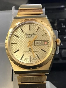 Remington Electra 23 Swiss Calendar 35mm Golden Men's watch Works (Lot2587) - Picture 1 of 11