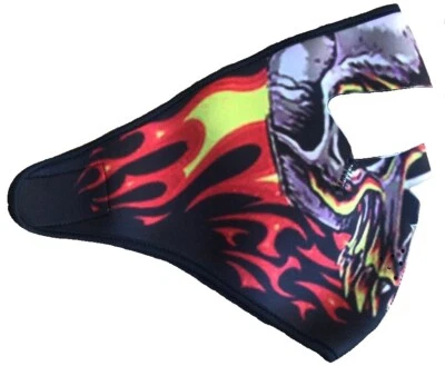Motocicleta Calavera Llamas Máscara Jinete Monopatín Neopreno Pasamontañas Bicicleta Máscara de miedo Foto 1 de 2
