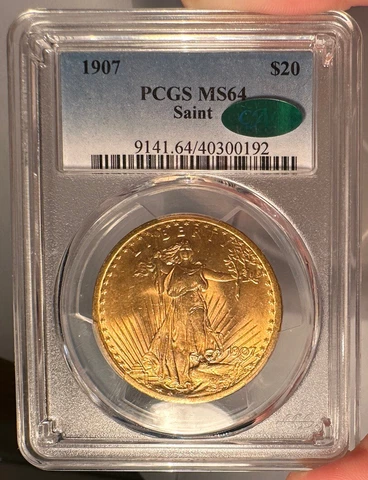 1907 $20 PCGS MS 64 CAC St. Gaudens Gold Double Eagle Cover