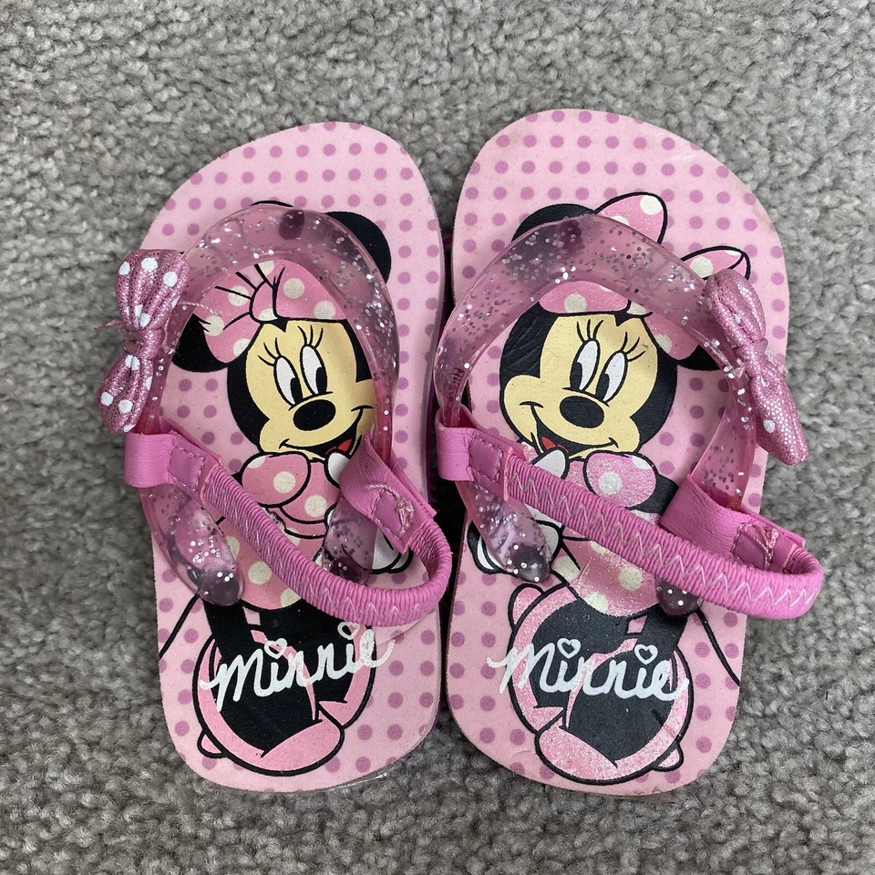 Minnie Mouse Sandal Flip Flops Disney Summer Shoes Toddler Size S (5/6) - Image 1 of 4