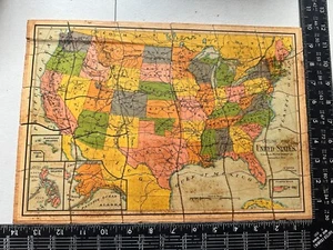 Antique Milton Bradley Wooden Puzzle United States Outline Map - Complete - Picture 1 of 8