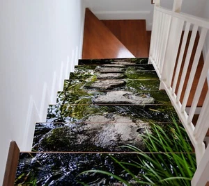 3D Stone Road I80 Stair Risers Decoration Photo Mural Vinyl Decal Wallpaper Erin - Picture 1 of 6