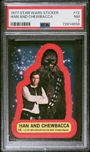 1977 Star Wars Sticker #12 HAN AND CHEWBACCA PSA 7 NM - Picture 1 of 2