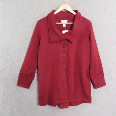 Abrigo Soft Surroundings Rachel PM Petite Mediano Boho Bordado Borgoña NUEVO Foto 1 de 4