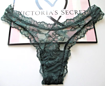 VICTORIA'S SECRET MUY SEXY TANGA PIERNA ALTA PANTY VS verde botánico S M encaje nuevo con etiquetas Foto 1 de 4