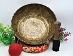 12" Hand-carved Mantra singing bowl - Himalayan bowl for meditation, relaxation - Picture 1 of 6