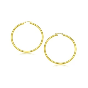 Pendientes de aro pulidos de oro amarillo de 14k (3x25 mm) - Imagen 1 de 1