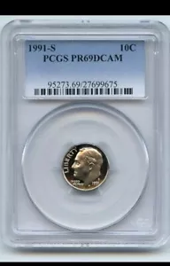 1991 S 10C Roosevelt Dime Proof PCGS PR69DCAM #+ - Picture 1 of 1