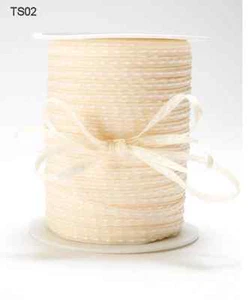 1/8" Solid Stitched Center Ribbon - May Arts -TS02 - Ivory.- 100 Yds - Picture 1 of 1
