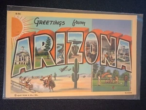 GREETINGS FROM: Arizona Postcard Postmarked August 1951 Linen - Picture 1 of 2
