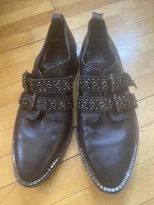 Bleecker and Bond Buttery Leather Punk Grunge Studded Loafer Oxford Flats 7 7.5 - Picture 1 of 8