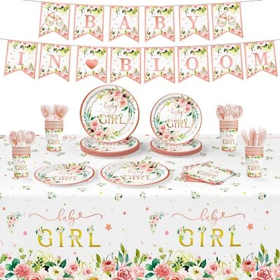 170 Piezas Decoraciones de Baby Shower para Niña Bebé Niña Decoraciones de Baby Shower Flora Foto 1 de 2