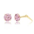 9ct yellow gold 5mm pink cubic zirconia cz Andralok stud earrings / gift box 