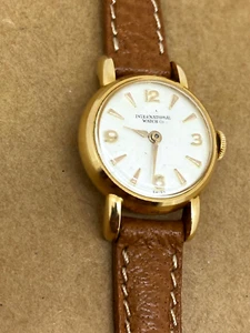 IWC 18K Rose Gold Vintage c1950's Manual 17 Jewels Hooded Lugs 21mm Ladies Watch - Picture 1 of 9