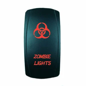 DUAL BACKLIT LED RED ZOMBIE ROCKER SWITCH ON/OFF ATV UTV OFF ROAD - Foto 1 di 6