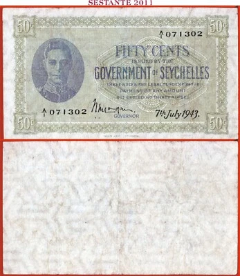 SEYCHELLES 5 CENTS 7 7 1943 P 6a AVF free shipping from 100$ - Image 1 of 4