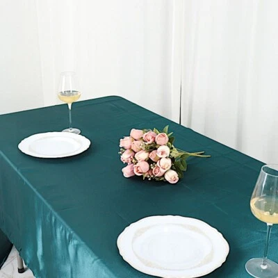 60x126-Inch RECTANGULAR SATIN TABLECLOTH Dinner Wedding Party Linens Decorations - Image 1 of 2